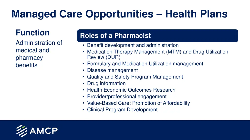 managed care opportunities health plans