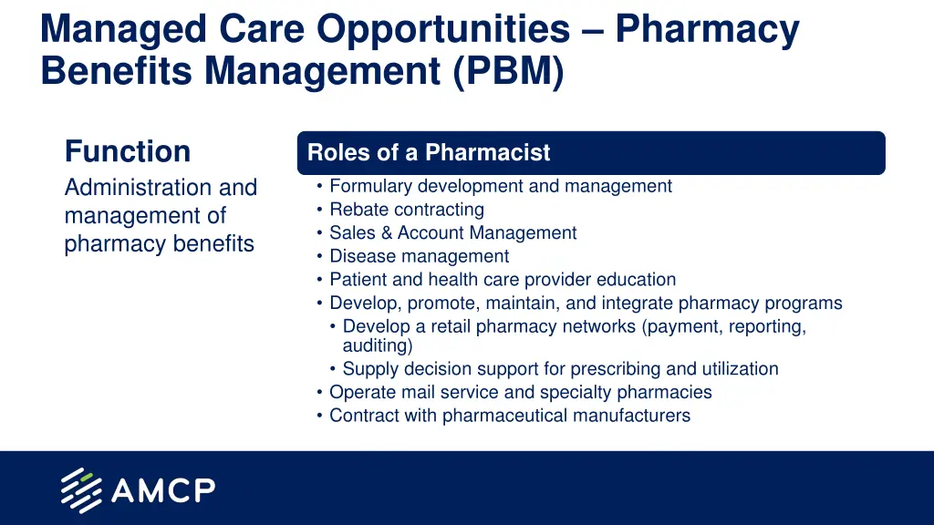 managed care opportunities pharmacy benefits