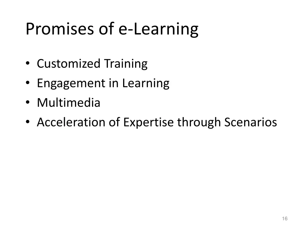 promises of e learning