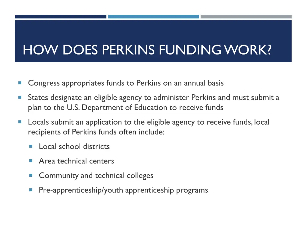 how does perkins funding work