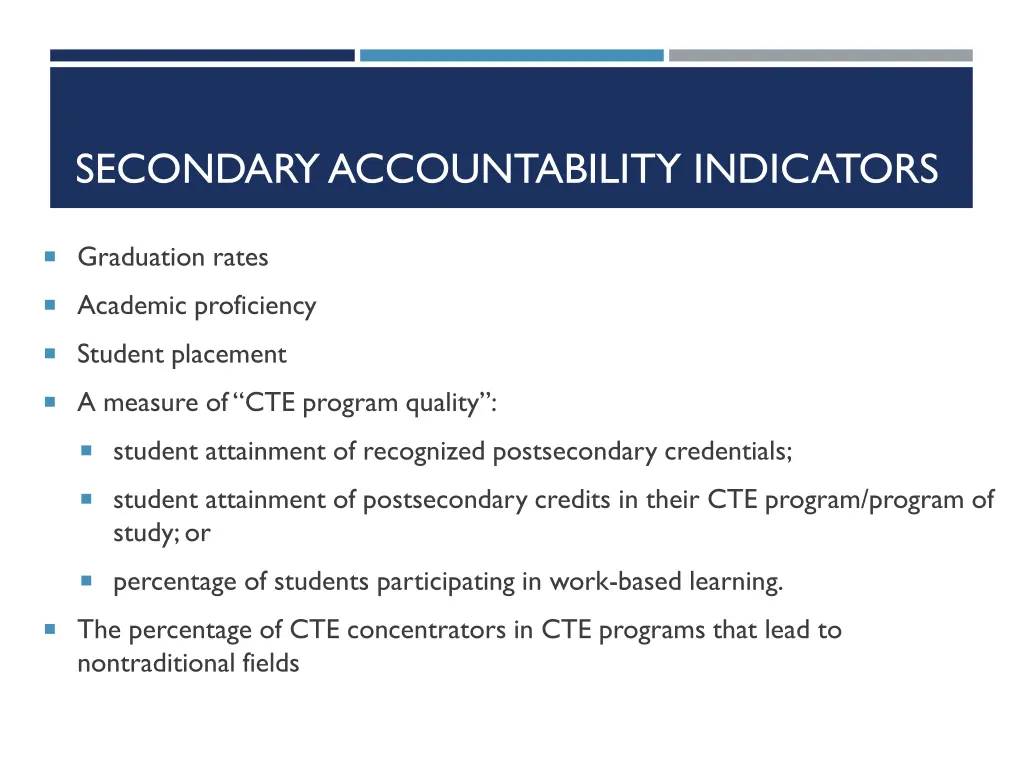 secondary accountability indicators