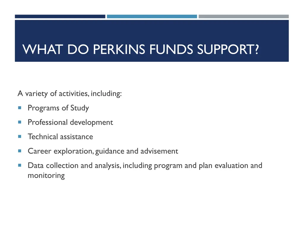 what do perkins funds support
