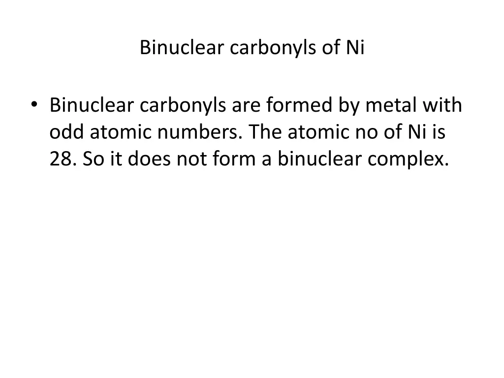 binuclear carbonyls of ni