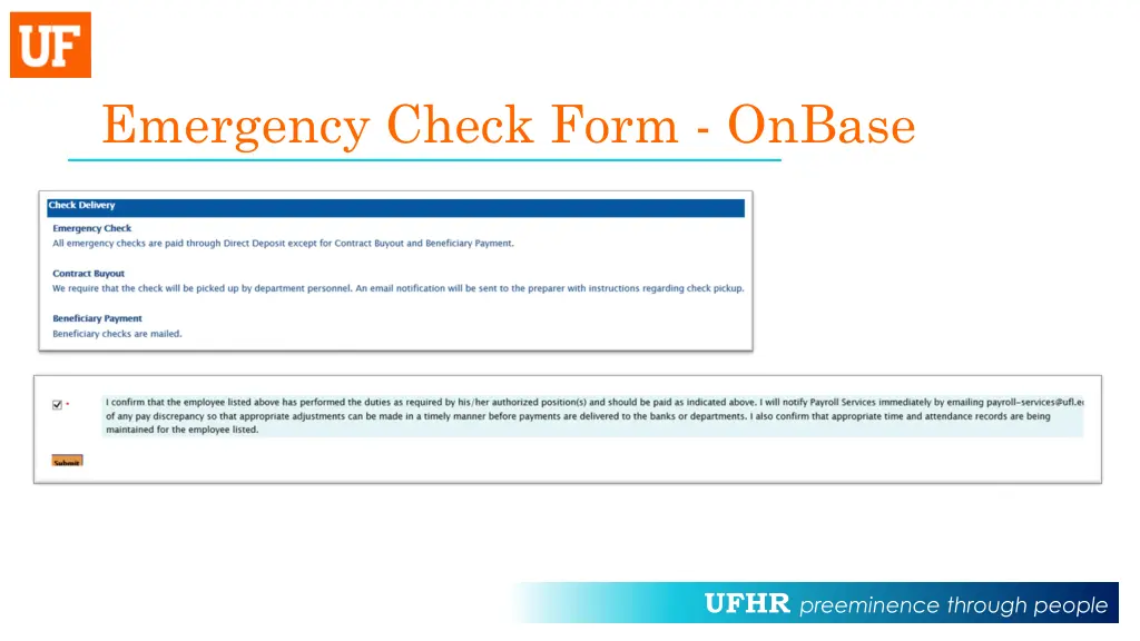 emergency check form onbase 7