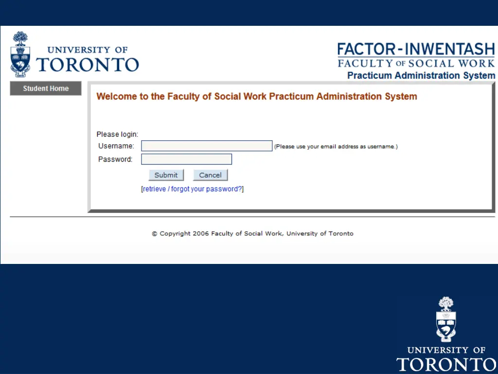 information populated from admissions record