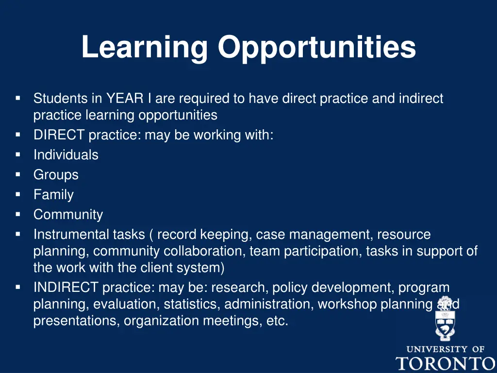 learning opportunities