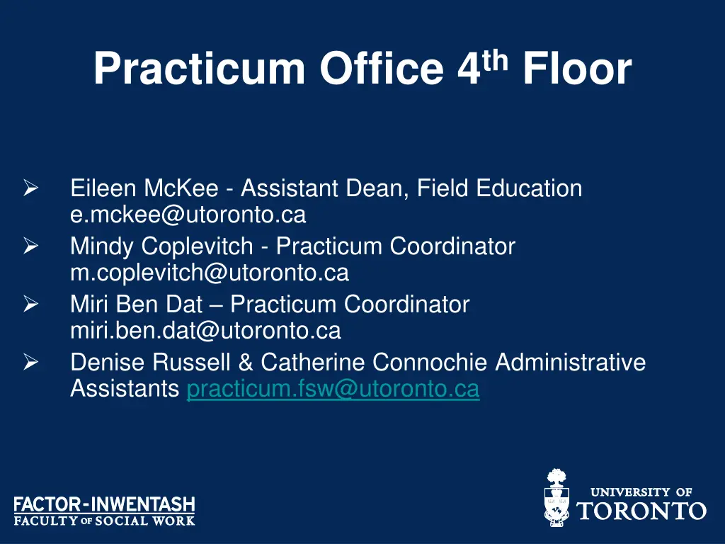 practicum office 4 th floor
