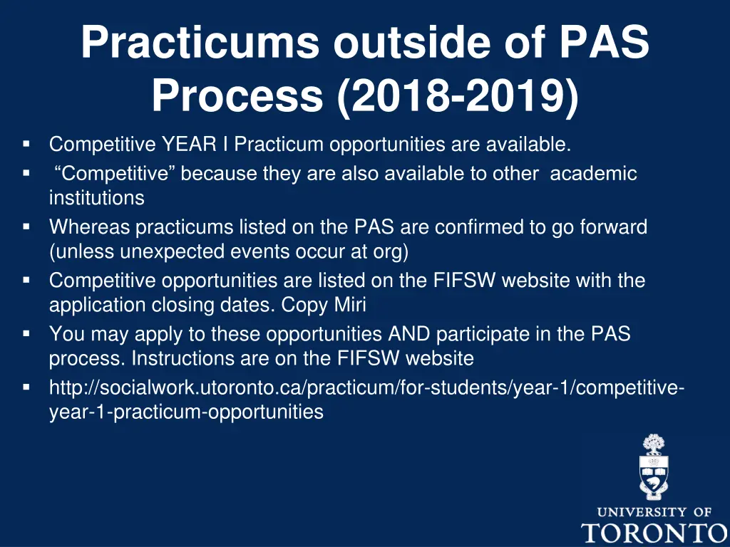 practicums outside of pas process 2018 2019