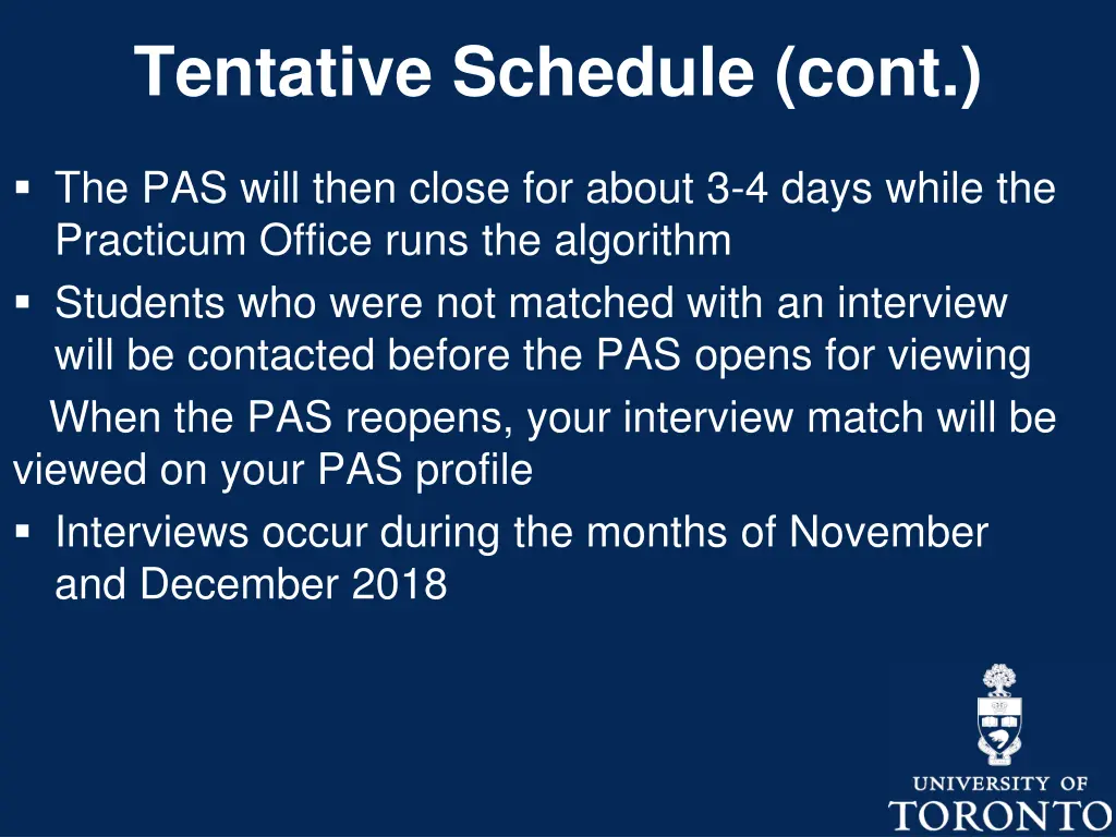 tentative schedule cont
