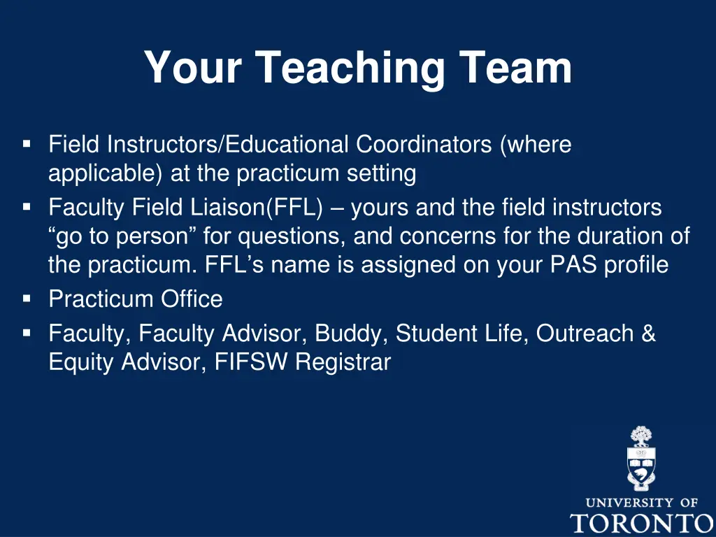 your teaching team