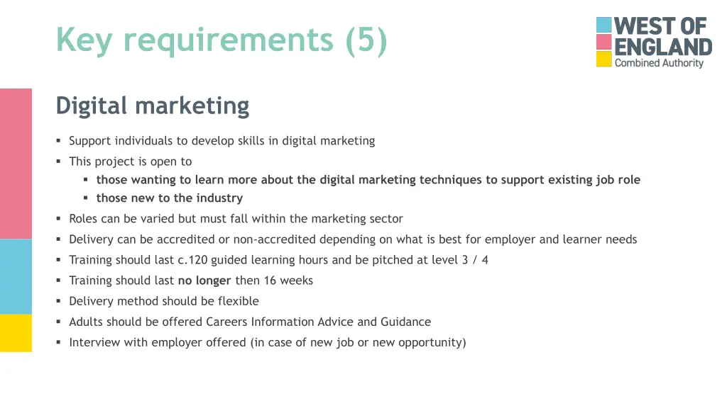 key requirements 5