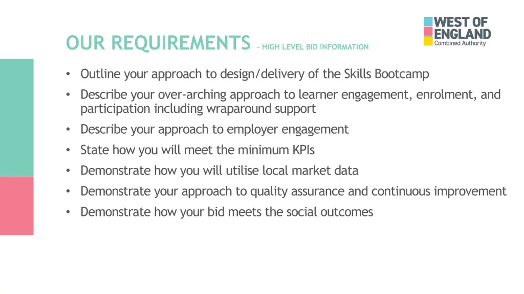 our requirements high level bid information