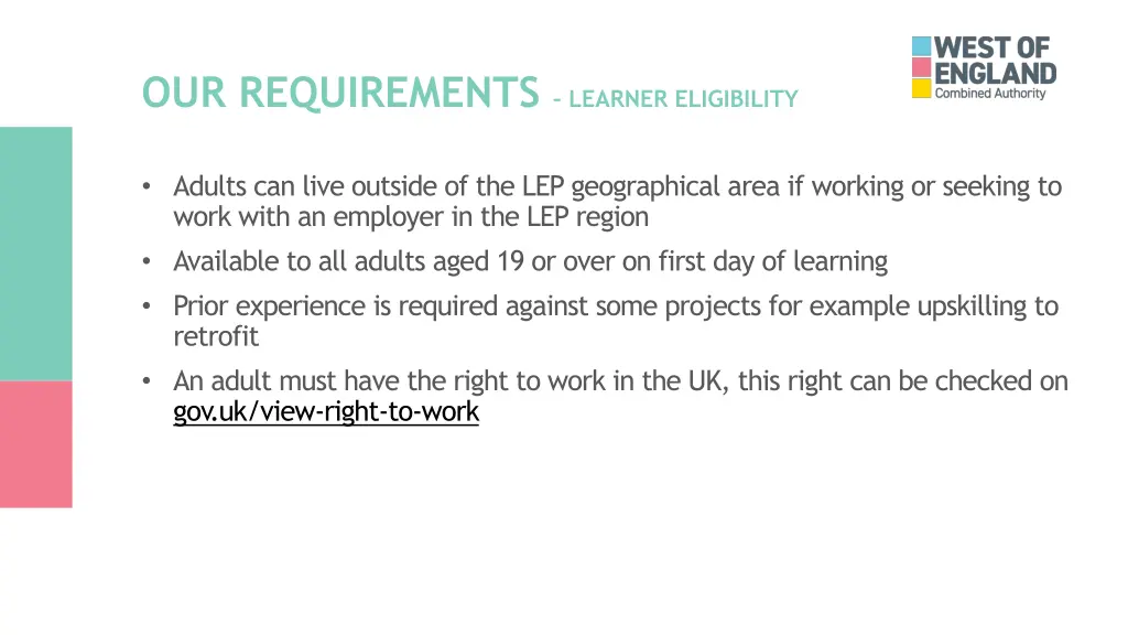 our requirements learner eligibility