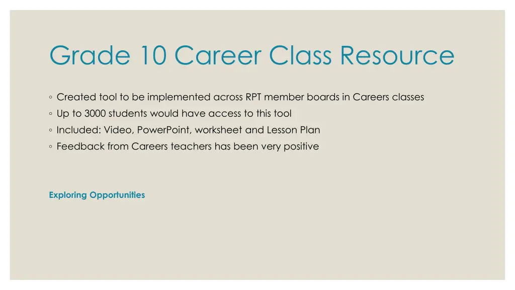 grade 10 career class resource