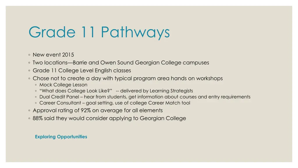 grade 11 pathways