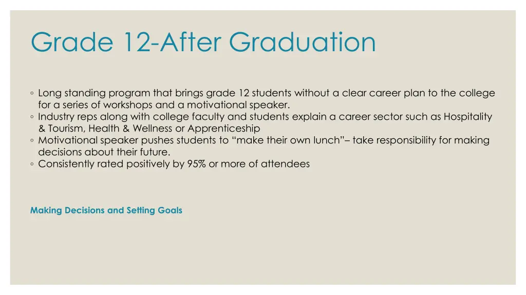 grade 12 after graduation
