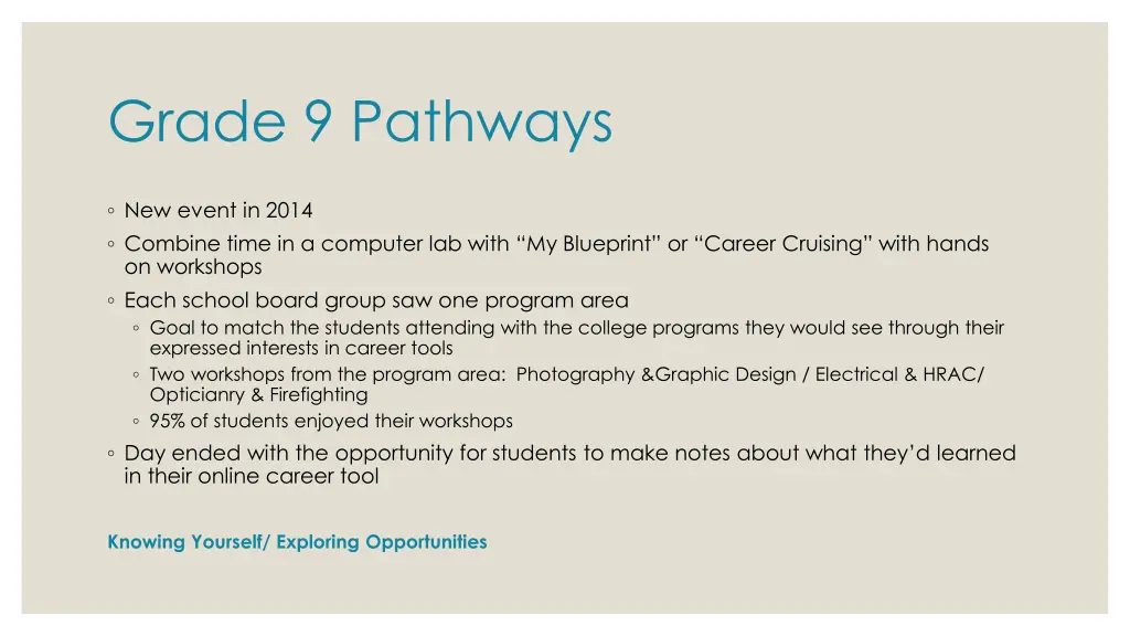 grade 9 pathways