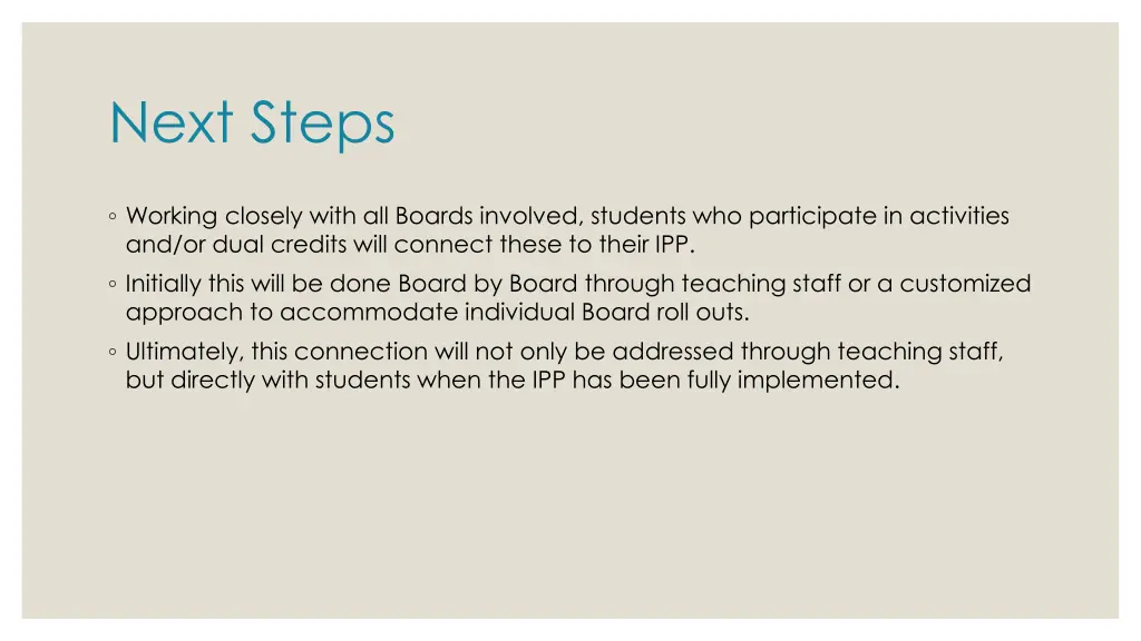 next steps