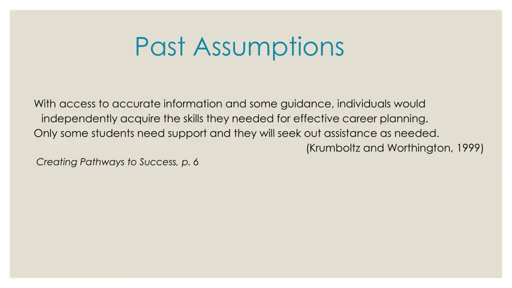 past assumptions