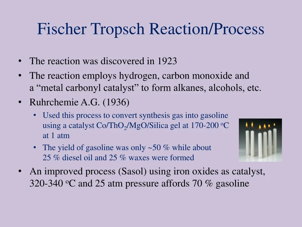 fischer tropsch reaction process