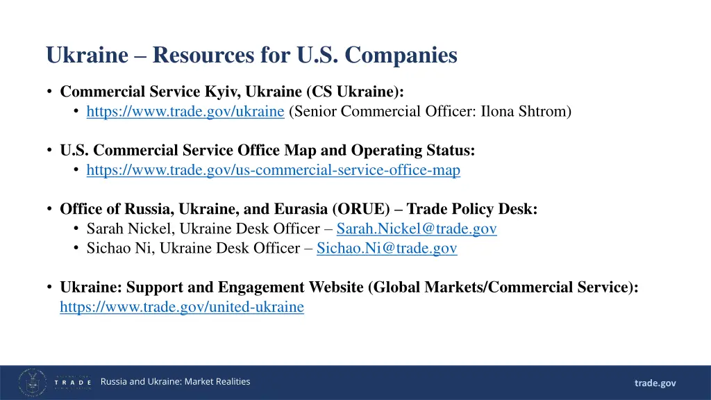 ukraine resources for u s companies