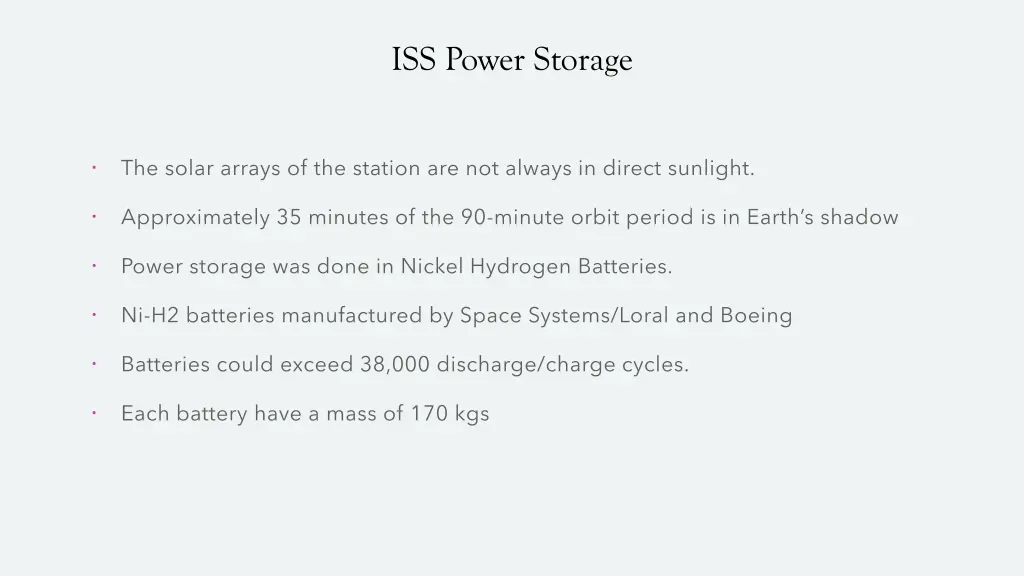iss power storage