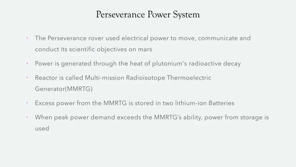 perseverance power system