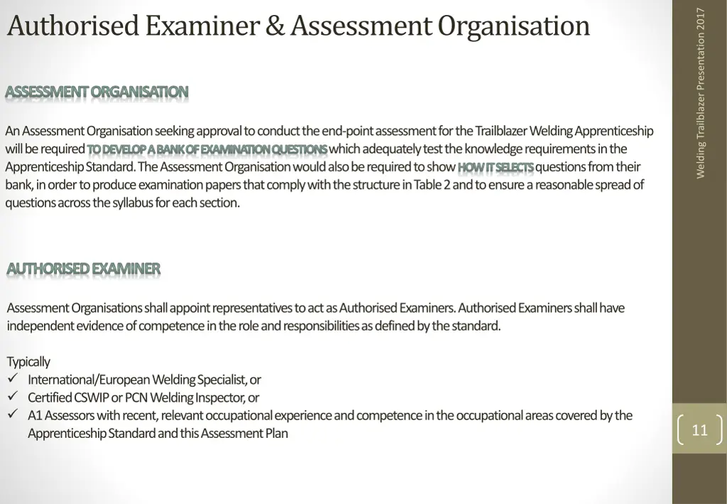 authorised examiner assessment organisation