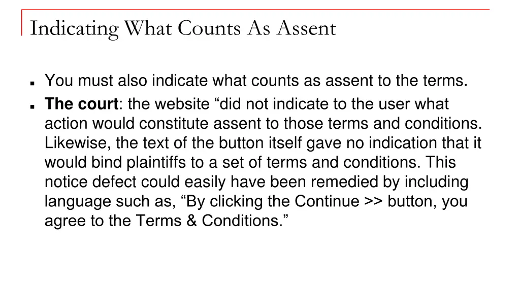 indicating what counts as assent