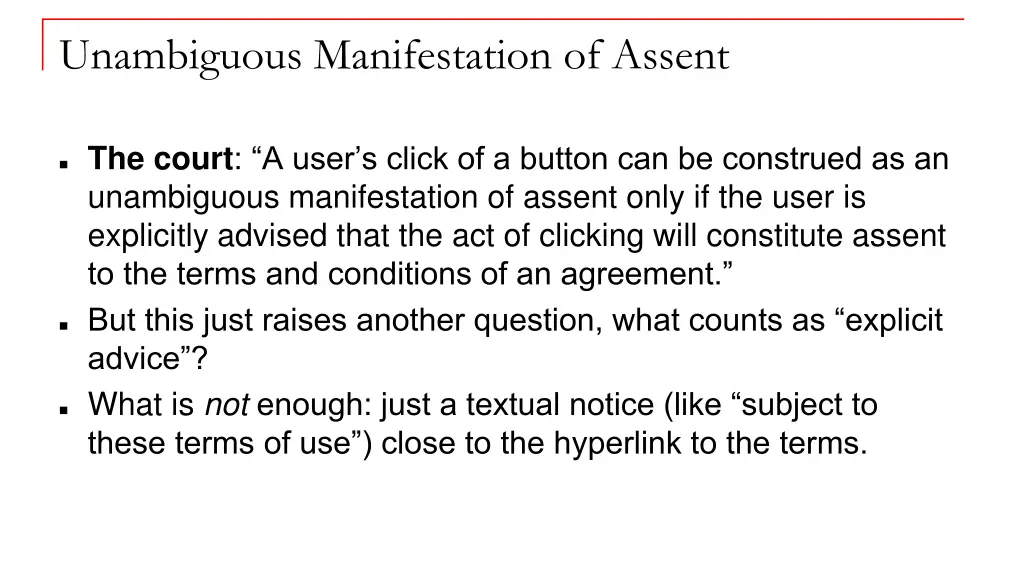 unambiguous manifestation of assent