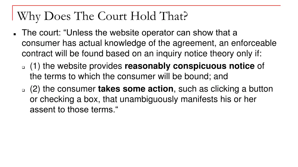 why does the court hold that