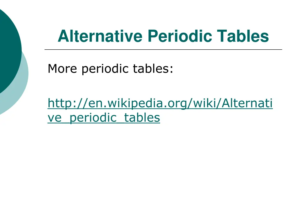 alternative periodic tables