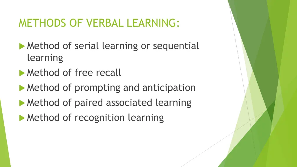 methods of verbal learning