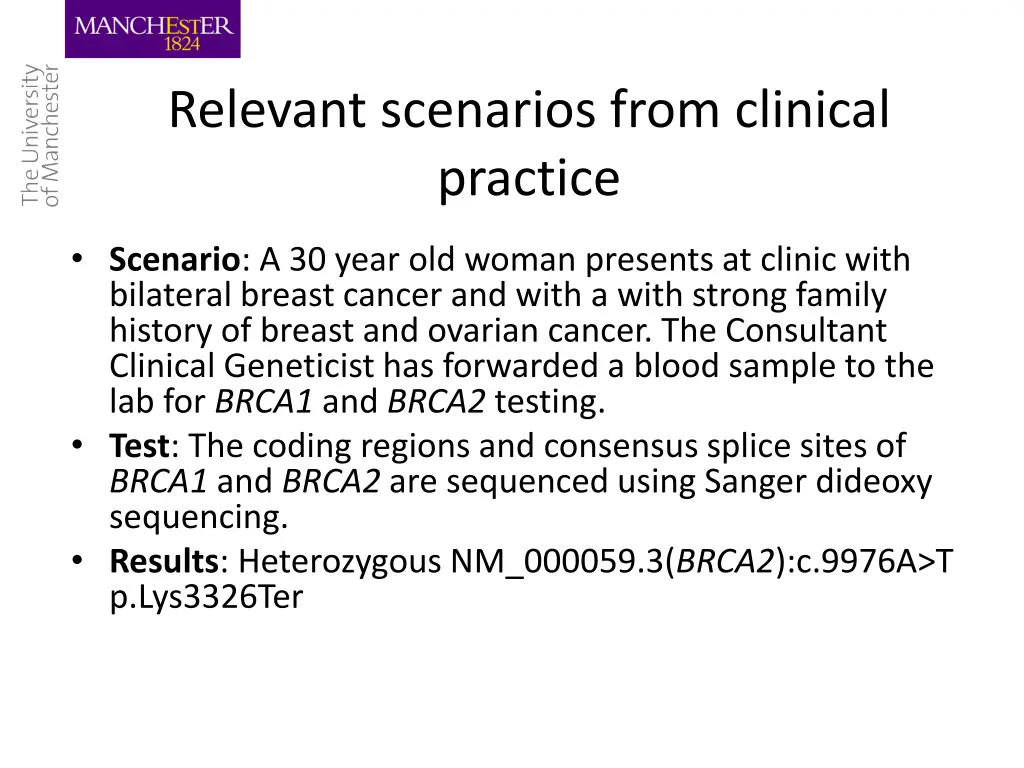 relevant scenarios from clinical practice