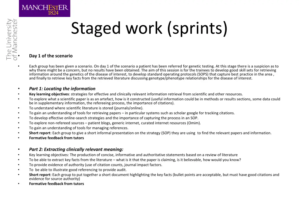 staged work sprints