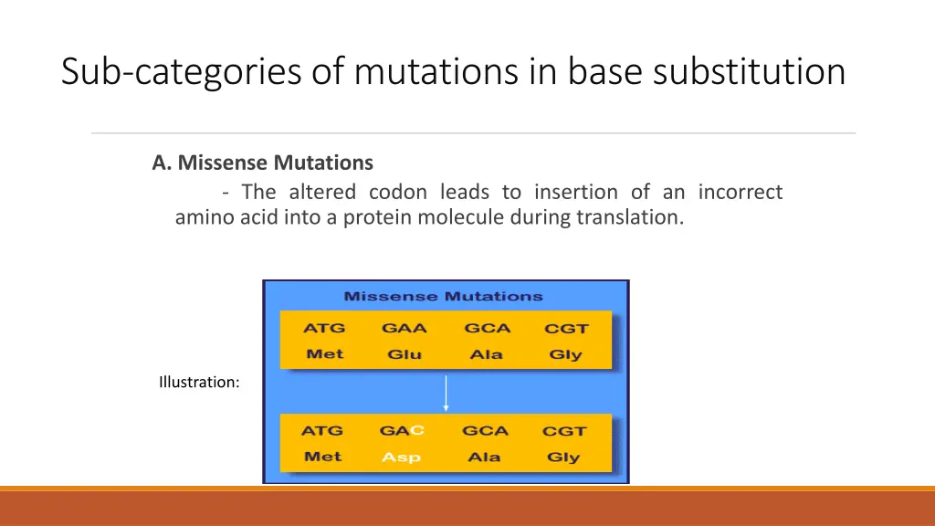 sub categories of mutations in base substitution