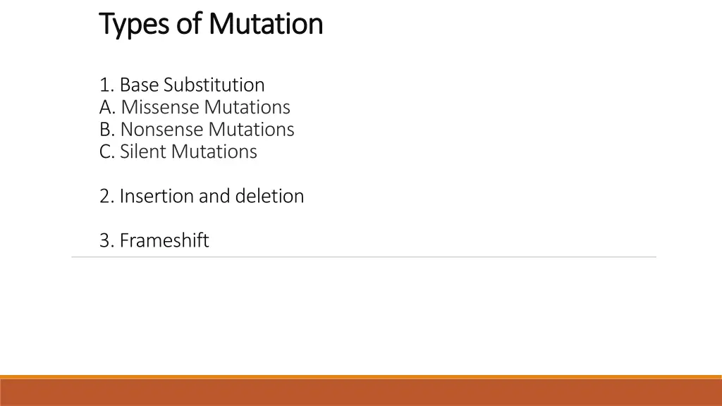types of mutation types of mutation