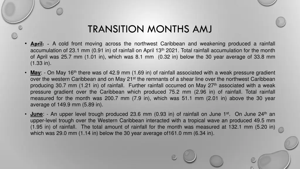 transition months amj