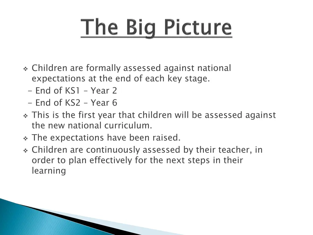 children are formally assessed against national