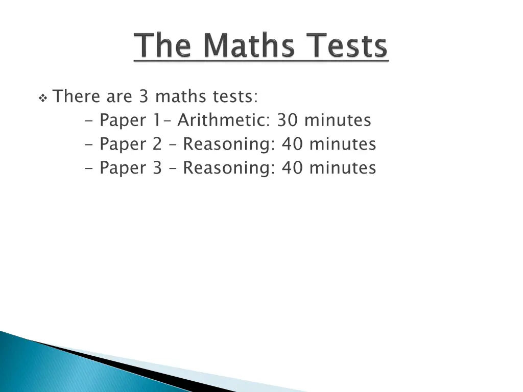there are 3 maths tests paper 1 arithmetic