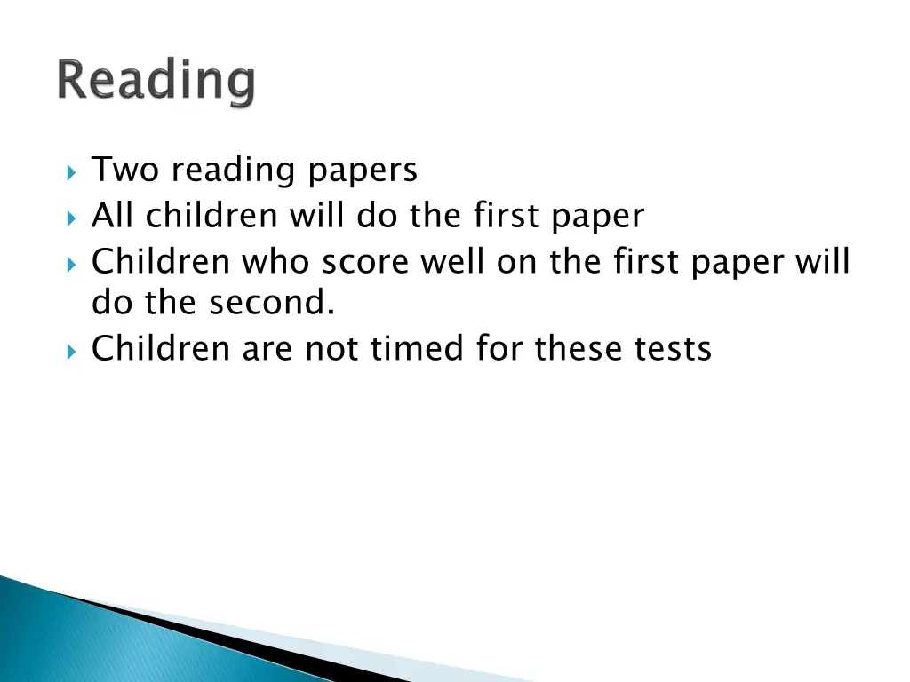 two reading papers all children will do the first