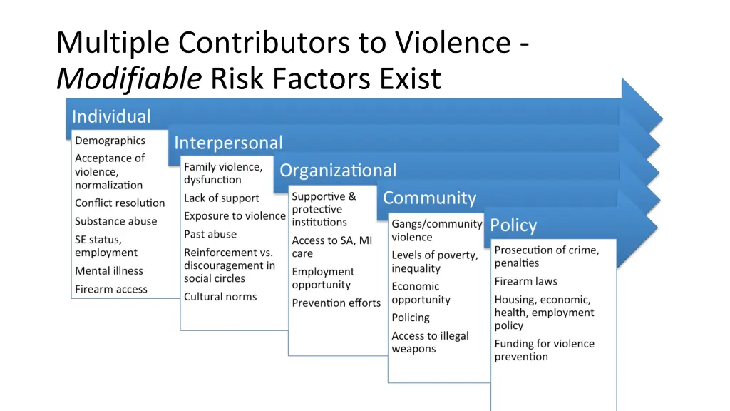 multiple contributors to violence modifiable risk
