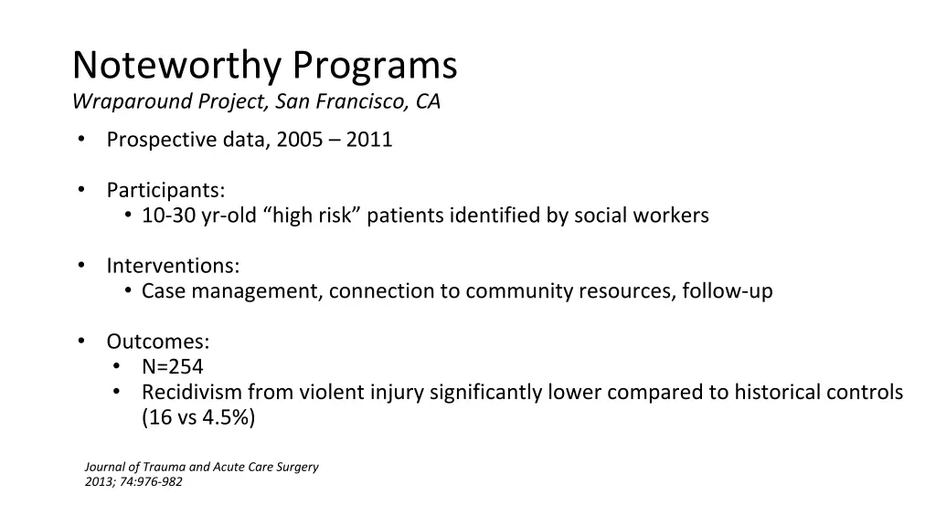 noteworthy programs wraparound project