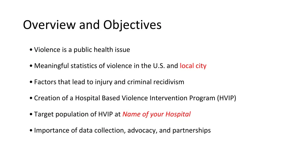 overview and objectives