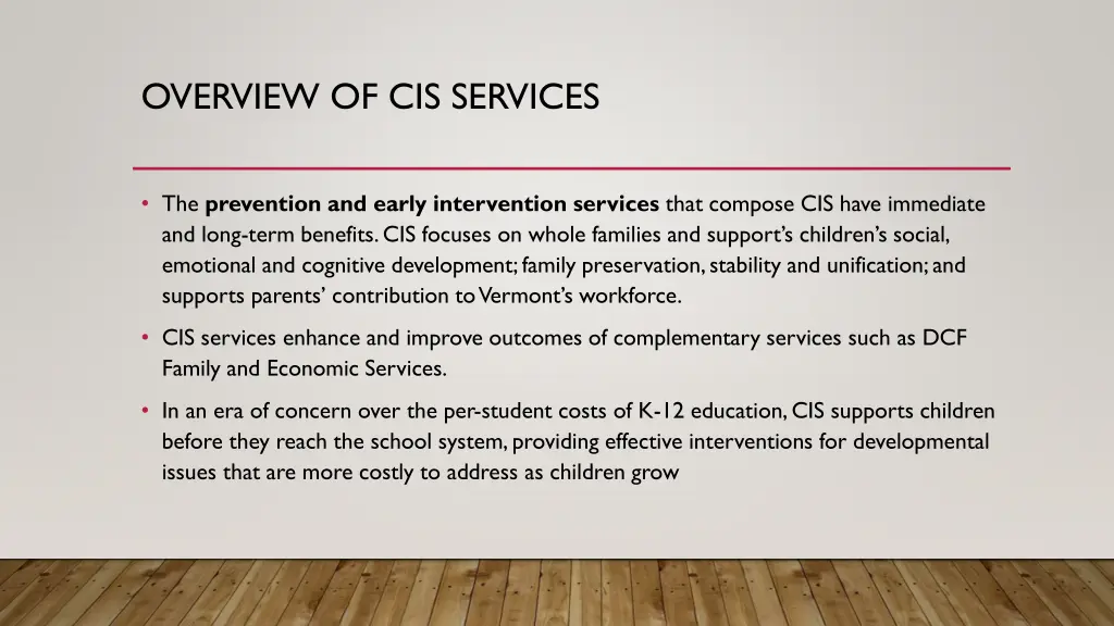 overview of cis services 1
