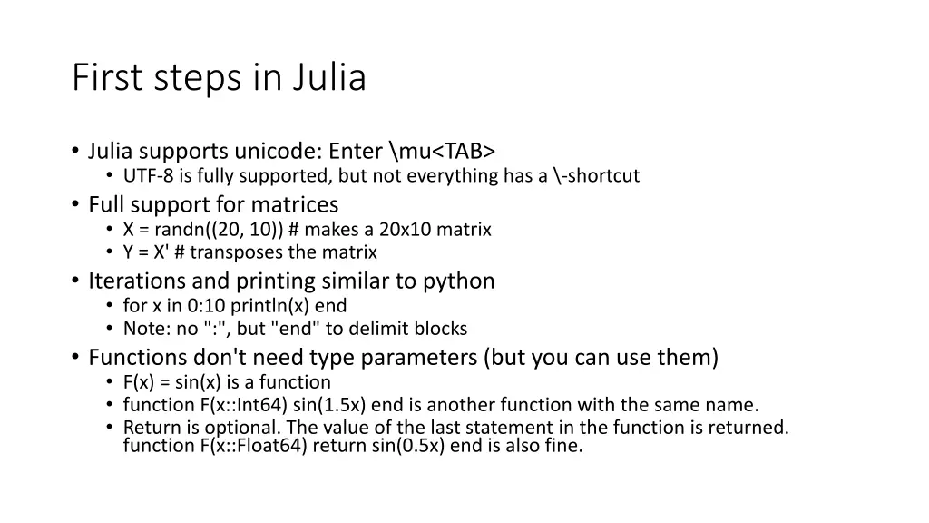 first steps in julia
