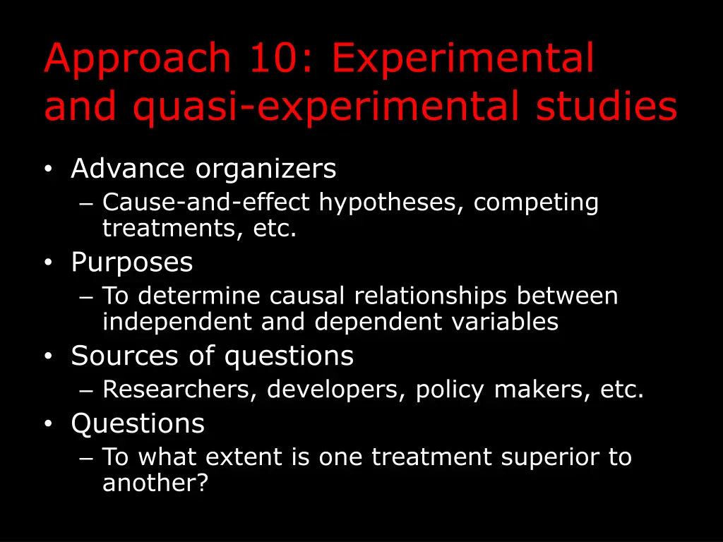 approach 10 experimental and quasi experimental