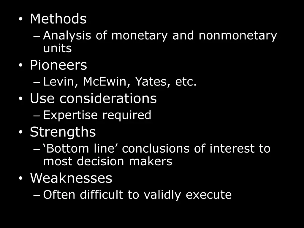 methods analysis of monetary and nonmonetary