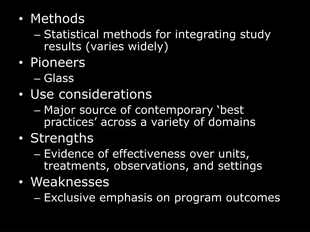 methods statistical methods for integrating study