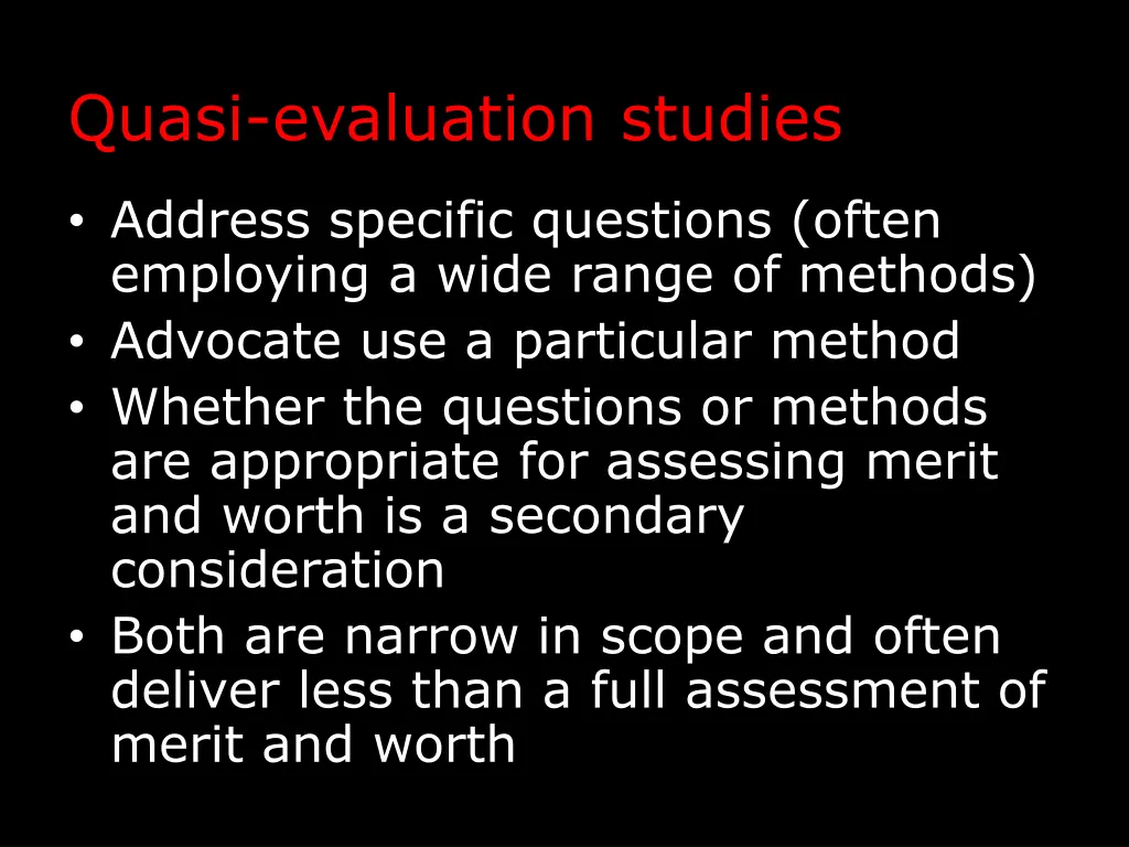quasi evaluation studies